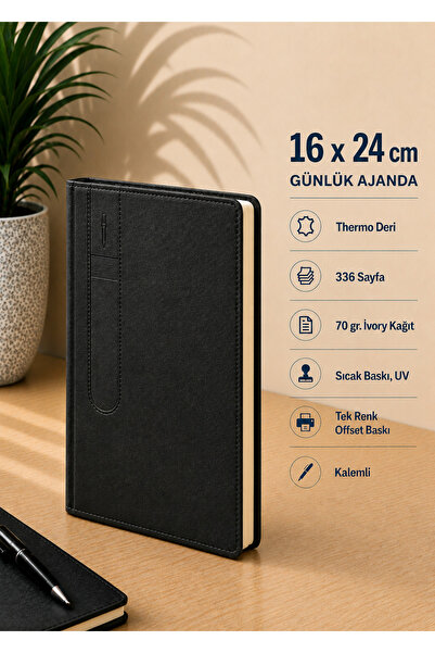 Mr.Notebook Kişiye Özel İsim Yazılı Siyah 16x24 Günlük Ajanda