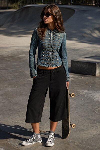 HÇ Hülya Çelik KİDSWEAR 2018 Metal Detaylı Fitted Napolyon Denim Ceket