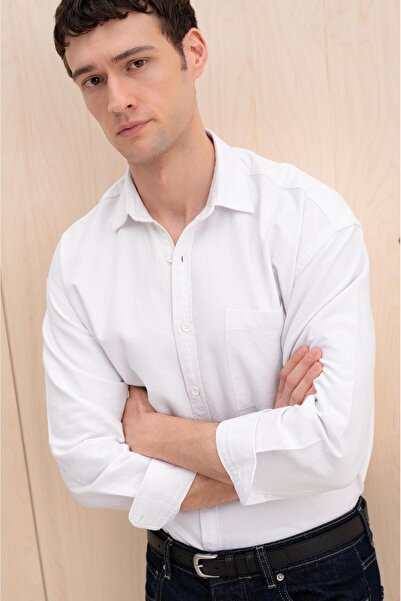 GIESTO basic™ OVERSIZE OXFORD BEYAZ GÖMLEK