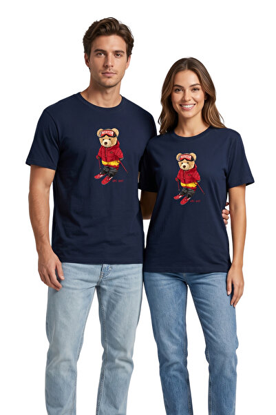 DK DAKSEL Μπλουζάκι Kayakçı Winter Teddy Bear με στάμπα σε μπλε ναυτικό, 100%...