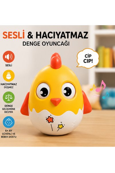 LRS STORE Sesli Hacı Yatmaz Bebek Oyuncağı – Hareketli Gözlü Denge Oyuncağı 6...