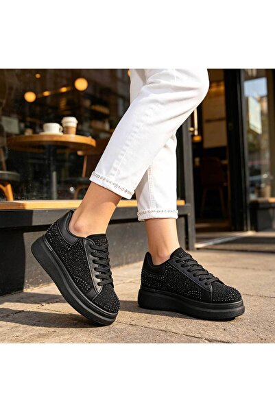 Tmall Adidași de damă, confecționați din piele ecologică cu aspect inversat, D1514. Negru