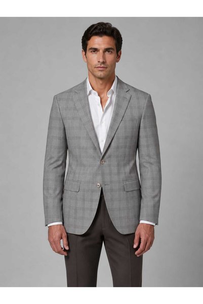 Cambridge Regula %50 yün %50 polyester Kareli Gri Renk Tek ceket Beden:48-56-...