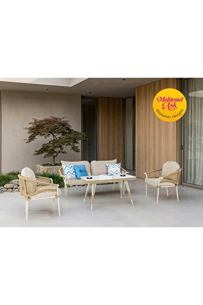 Balconica Aqua Midi Alüminyum Balkon Bahçe Oturma Grubu (3-1-1)