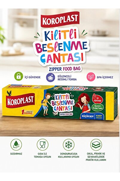 Koroplast Kilitli Saklama Poşeti 20x25 cm Küçük Boy 45 Adet(3kutu)– Beslenme ...