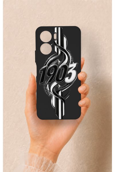 Vip Case جراب سيليكون متوافق مع هاتف Vivo Y16 باللونين الأسود والأبيض بنمط ال...