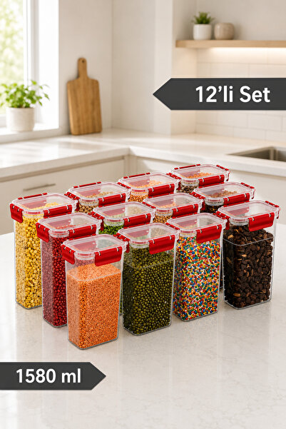 Soft Chef 12'li Sızdırmaz Silikon Contalı Kilitli Saklama Kabı Seti Erzak Bak...