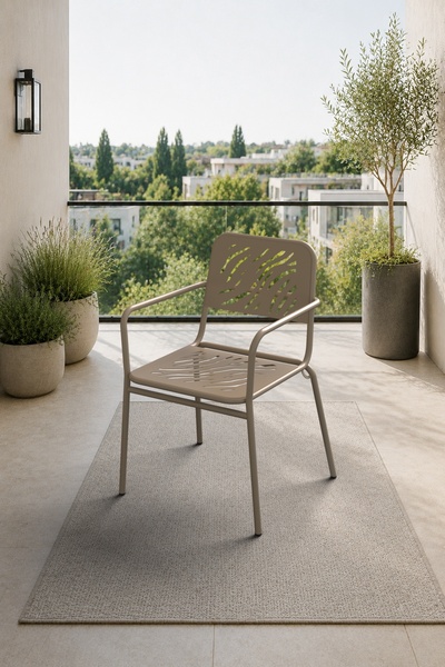 Evdemo Granada 2'li Metal Bahçe Balkon Mutfak Sandalyesi Cappuccino