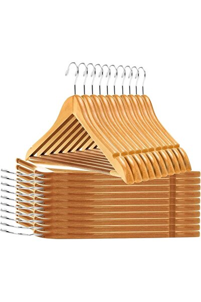 Quality Hangers Quality Wooden Hangers - Slightly Curved Hanger 30-Pack Sets ...