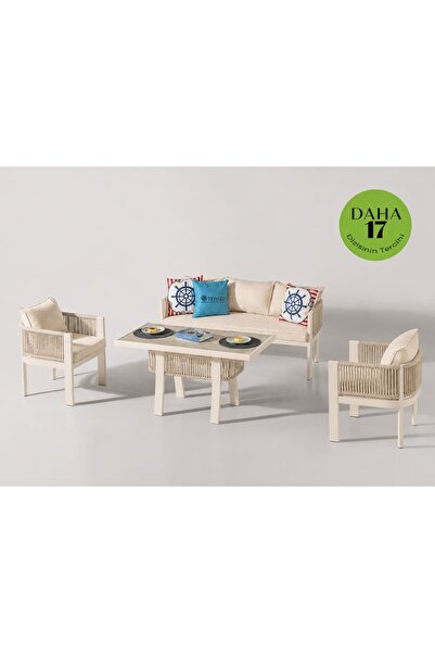 Balconica Marina Midi Alüminyum Balkon Bahçe Oturma Grubu (3-1-1)