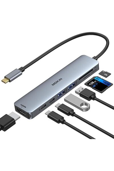 Mokin محول USB C إلى HDMI لأجهزة MacBook Pro/Air، دونجل USB C 7 في 1 مع منفذ ...