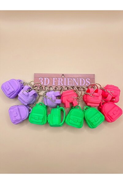 3D ÇANTA ŞEKLİNDE OKUL ÇANTASI ANAHTARLIK SETİ - RENKLİ