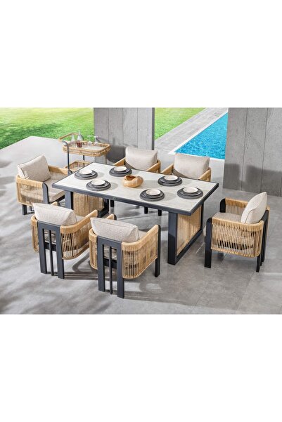 Balconica Atlas Masa Takımı Alüminyum Balkon Bahçe Oturma Grubu Siyah