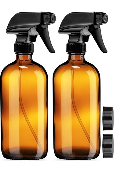 Sally's Organics زجاجات رذاذ زجاجية كهرمانية اللون فارغة - عبوة من قطعتين - ك...
