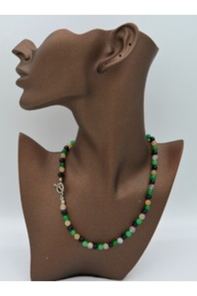 Stoneage Ceyt Natural Stone t Lock Necklace - Multi-Colored -