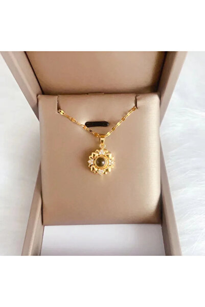 Peach Jewelry Μενταγιόν Από Χάλυβα Τιτανίου Επιχρυσωμένο Ροζέτα
