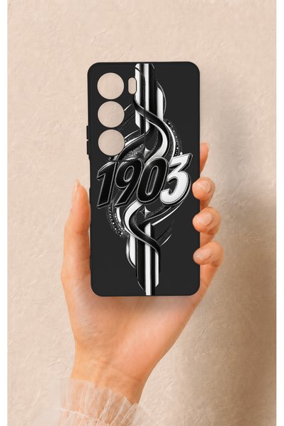 Vip Case حافظة سيليكون متوافقة مع هاتف Vivo Y19s باللونين الأسود والأبيض بنمط...