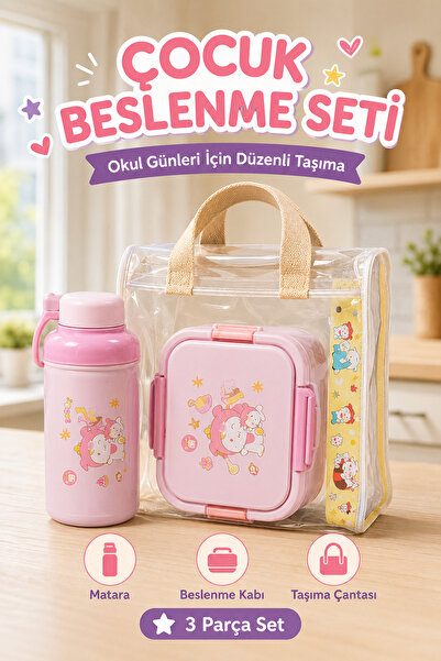 Genel Markalar Çocuklar İçin Beslenme Seti - Sızdırmaz Matara - Beslenme Kabı...