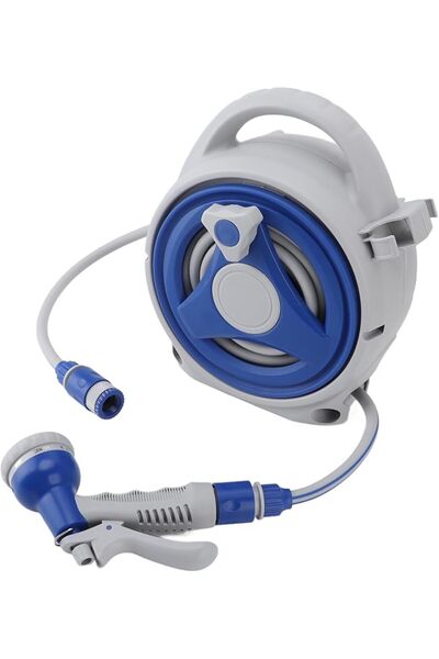 LUOCUTE Garden Hose Reel, 49.2ft Water Hose Reel Wall Mount with Function Spr...