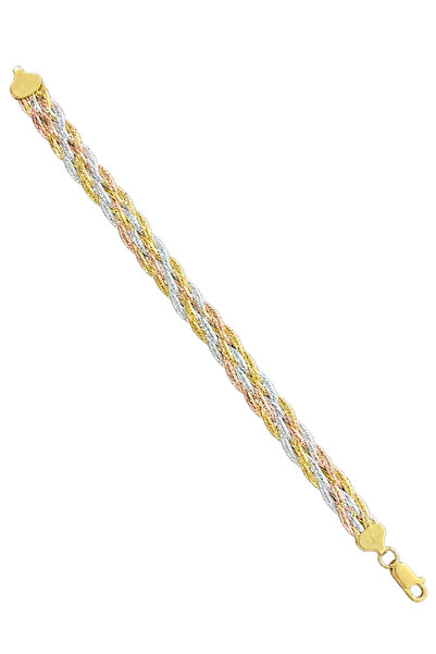 innuendo jewelery Üç Renkli İtalyan Örgü Bileklik 925 Ayar Gümüş