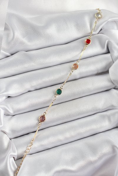 Lisinya Brass Assorti Model Gold Color Zircon Stone Women's Bracelet -