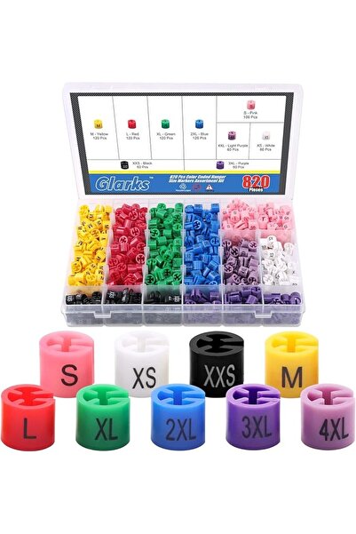 Glarks 820Pcs 9 Colors『XXS - 4XL』Colored Hanger Sizer Garment Size Markers Co...