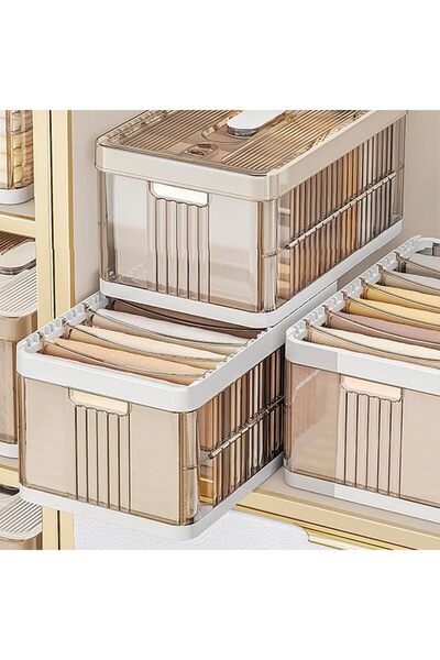 XVersion Foldable Plastic Organizer Drawers - Pullable Closet Wardrobe Organi...
