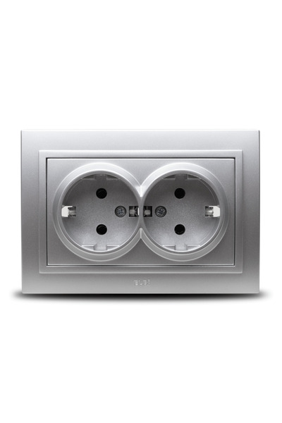 Danex Double schuko 16a metallized grey zena socket -, elbi, grey