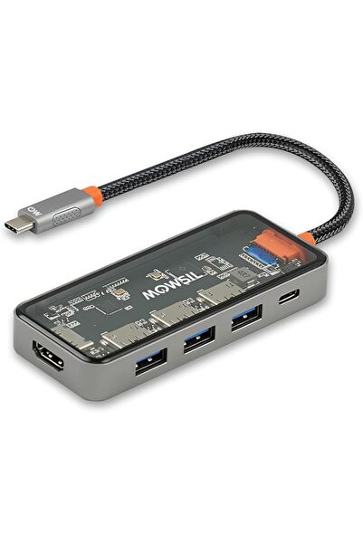 MOWSIL محول USB-C متعدد الوظائف 5 في 1، يدعم HDMI بدقة 4K وتردد 60 هرتز، ومنا...