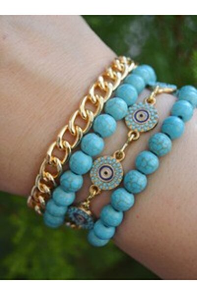 Stoneage Turquoise Bracelet Set - Multi-Colored -