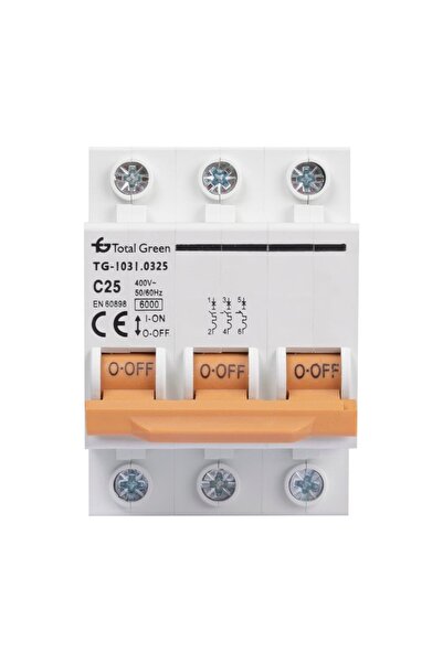 Total Green Automatic circuit breaker 25a three-pole, all green, multi-colored