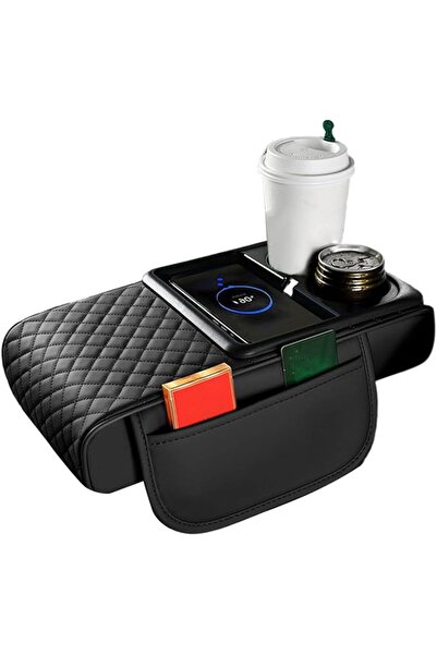 TERRIFI Car Armrest Cover with Cup Holder, Multi-functional Wireless Charging...