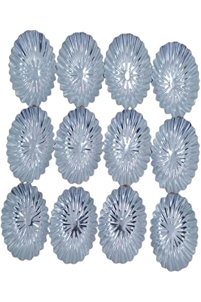 Generic Egg SteelTart Cupcake Cookie Mould Set Silver Pack Of 12 Pcs