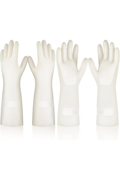 Yelajoy 2 Pairs Long Cuff Nitrile Cleaning Gloves, Dishwashing Gloves Reusabl...
