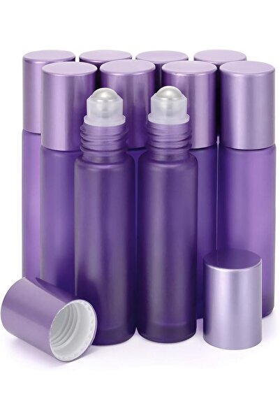 ASKIND 10Pack 10ml Glass Roller Bottles for Essential Oils (3.34x0.78inch), S...