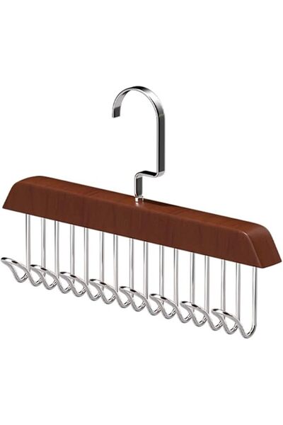 DHB tech Wooden Hangers Multi Hook, 8 Hooks Space Saving Hanger for Belts, Sc...
