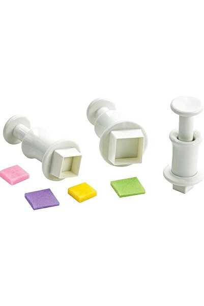 hobs Mini Kare Basmalı Enjektörlü Kurabiye Kalıbı 3 Parça