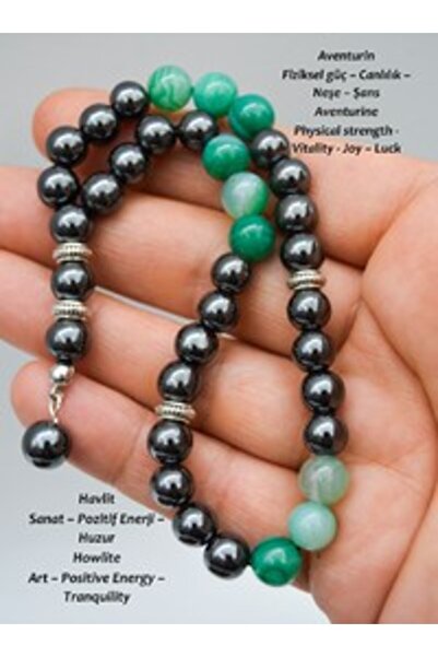 Stoneage Hematite and Green Agate Prayer Beads - Multicolored -