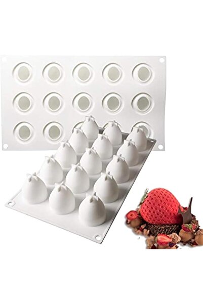 GENERAL 15-Cavity 3D Strawberry Silicone Mold for Mousse, Chocolate and Desserts