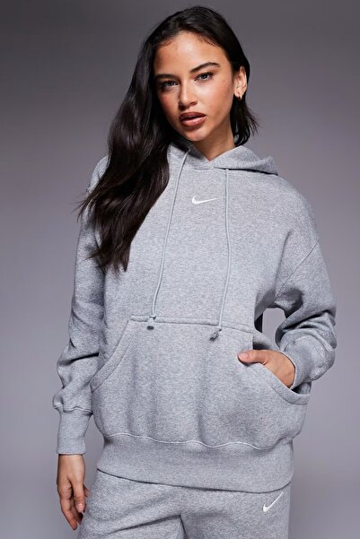 Nike Sportswear Phoenix Fleece Pullover Hoodie Kadın Kapüşonlu Sweatshirt Gri