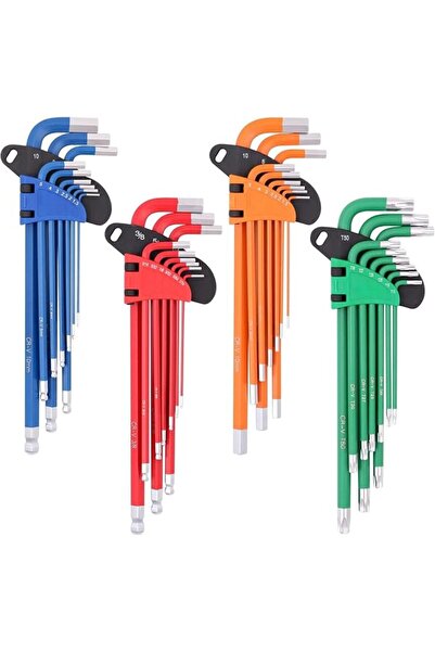 EXCEFORE Hex Key Allen Wrench Set, SAE & Metric Star Long Arm Ball End, Indus...
