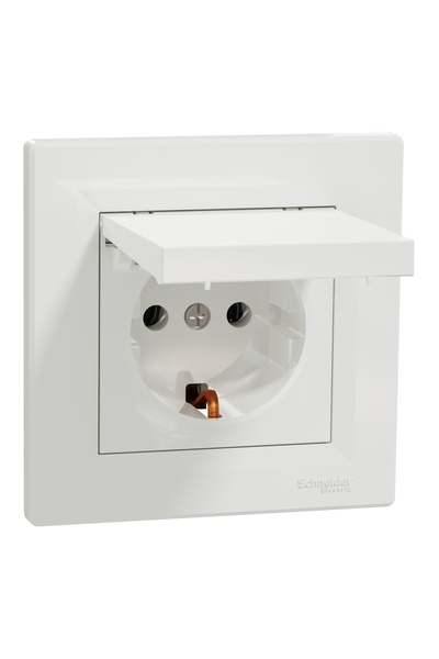 SCHNEIDER Covered schuko socket 16a white asfora -, schneider, white