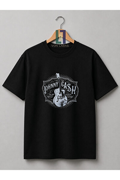 PANDORICA Johnny Cash Retro Baskılı Premium Unisex Tişört