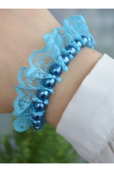 Stoneage Pearl lace bracelet - blue -