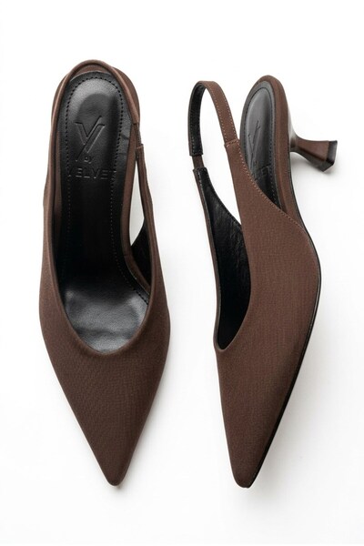 v.s.h velvet Mera Women's Brown Satin Hazelnut Heel Pointed Toe Classic Heele...