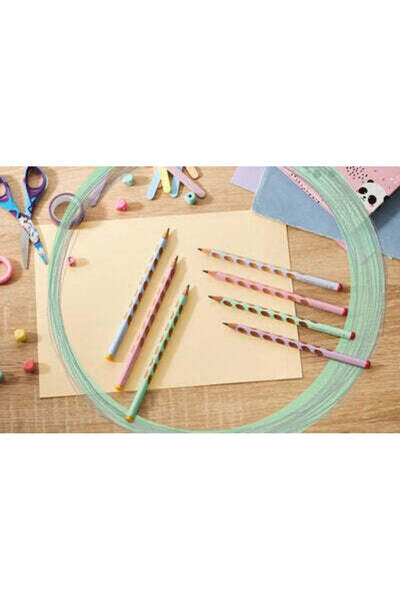 Stabilo Creion grafit EASYgraph Pastel, 3.15 mm, HB, pentru dreptaci, verde / roz, set 2 bucati / blister
