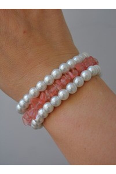 Stoneage Rose Quartz Veince Bracelet Set - Multi-Colored