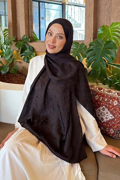 lamelif Gg Pattern Ayrobin Floral Jacquard Shawl Bitter Brown