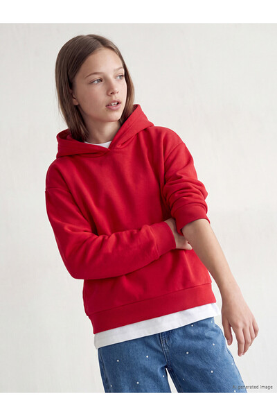 LC Waikiki Rmz Gi̇yi̇m Farkiyla Hooded Girls' Thick Sweatshirt