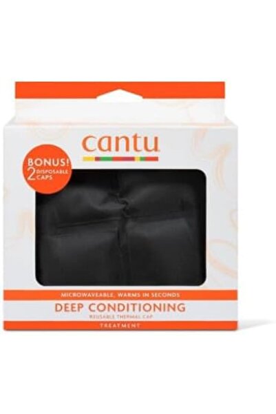Cantu غطاء شعر للعلاج الحراري العميق، قطعتين، أسود